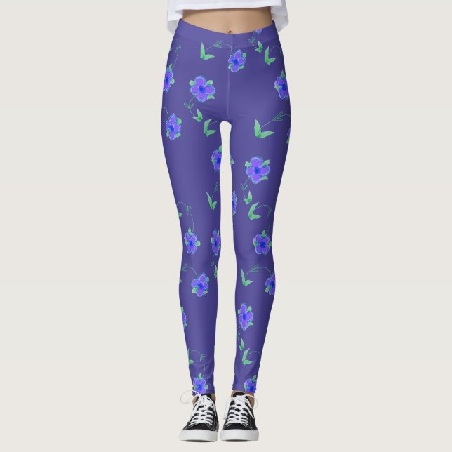 Legging Pernas Roxas Flores (Frente)