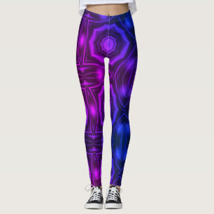 Legging Pernas roxas roxas de arte geométrica moderna cor-