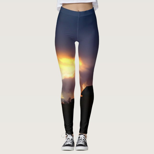 Legging Pernas solares de onda de incêndio. (Frente)