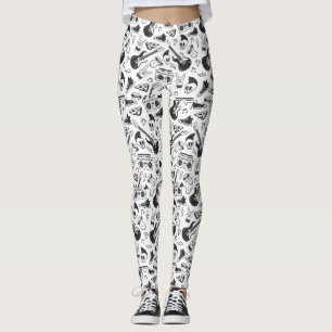 Legging Pernas temáticas Rock & Roll - preto e branco