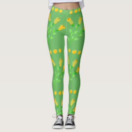 Legging Pernas Verdes com Impressão amarelo-mostarda