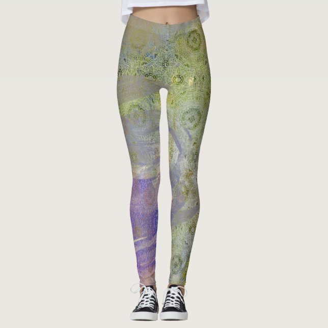 Legging Pernas Verdes e Roxas Grunge (Frente)