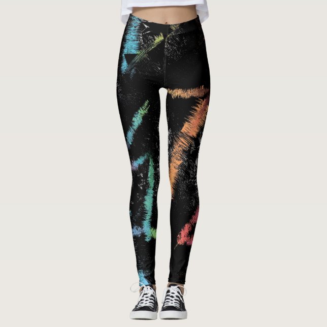 Legging Pernas Vibrantes de Abstrato de Esmagamento (Frente)