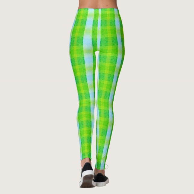 Legging Pernas Xadrezes Verdes E Azuis Modernas (Verso)