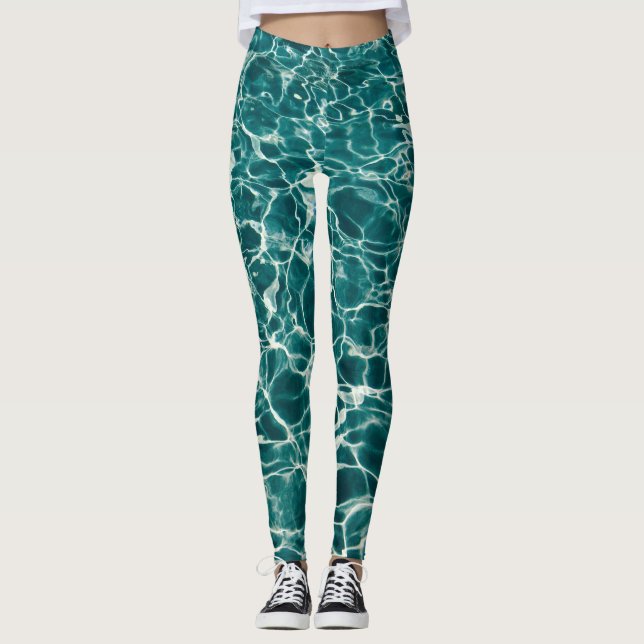 Legging Perneiras Turquesas De Fluxo De Água (Frente)