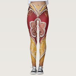 Legging Pérolas Brancas na Arte Vermelha AI