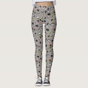 Legging Personagens de Sushi Fofos Padrão Kawaii Comida Di
