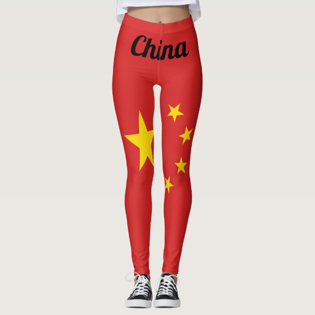 Legging Personalizar a bandeira nacional da China (Frente)