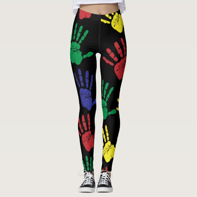 Legging Personalizar impressões digitais coloridas (Frente)