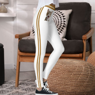 Legging Personalizar Nome Foto de Gato Marrom Listras Bran