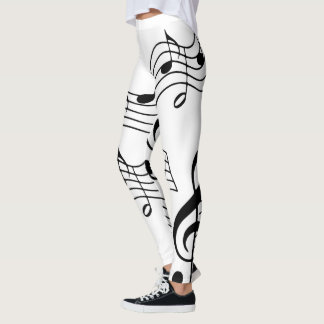 Legging Personalizar Notas Simples de Música Preta