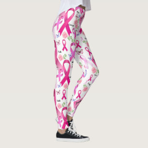 Legging Personalizar Palavras Nome Cancer de Fita Rosa de 