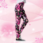 Legging Personalizar Palavras Nome Cancer de Fita Rosa de<br><div class="desc">Uau! Este é um par único de leggings. Escolha as palavras</div>