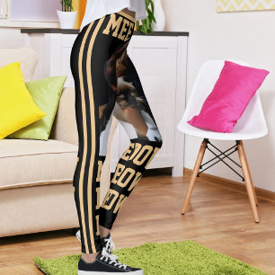 Legging Personalizar Pet Cat Mãe Bonita Foto Peach Preta