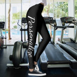 Legging Personalizar preto e branco (ou alterar texto/cor)<br><div class="desc">Fácil de Design suas próprias leggings personalizadas feitas de Ricaso - adicionar seu próprio texto - alterar a cor e a fonte do texto em segundo plano clicando em personalizar</div>