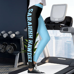 Legging Personalize Bebê Azul Preto Cores Sólidas Listras
