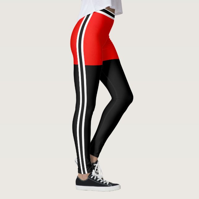 Legging Personalize Christmas Red White Black Stripes Gift (Direita)