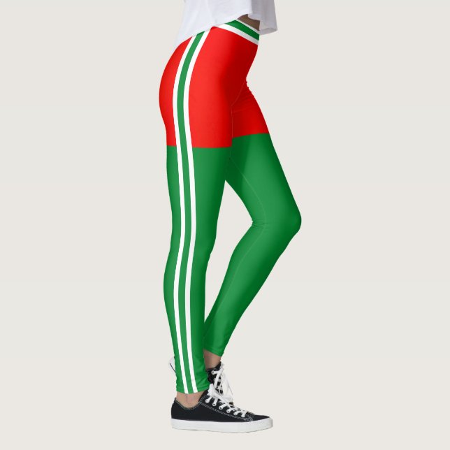 Legging Personalize Christmas Red White Green Stripes Gift (Direita)