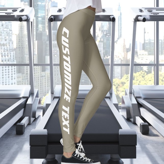 Legging Personalize Foto do Pet Texto Branco Fofo Bege Ter (Criador carregado)
