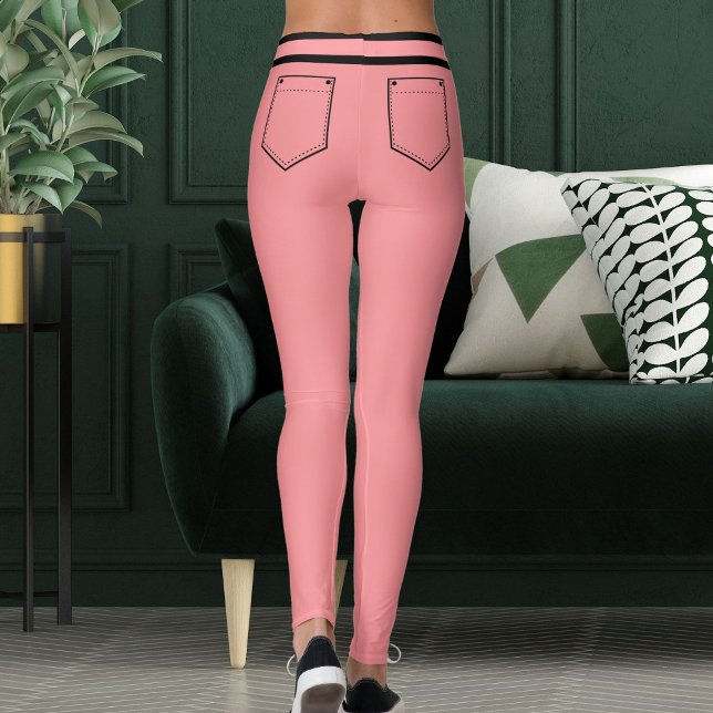 Legging Personalize Name Light Red Black Stripes Fun Gift (Criador carregado)