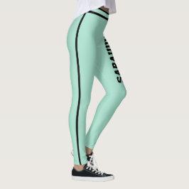 Legging Personalize Name Light Teal Black Stripes Fun Gift