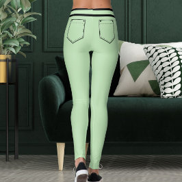 Legging Personalize Name Pale Green Black Stripes Fun Gift