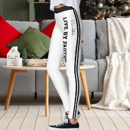 Legging Personalize Name Quote Active Women Striped Yoga 