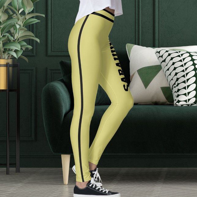 Legging Personalize Nome do Texto Oliva Listras Pretas Pre (Criador carregado)
