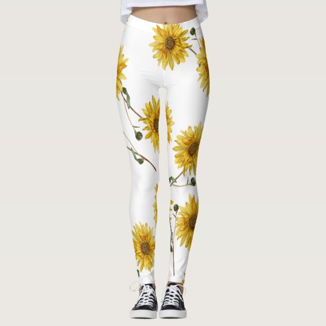 Legging Personalize o design do girassol (Frente)