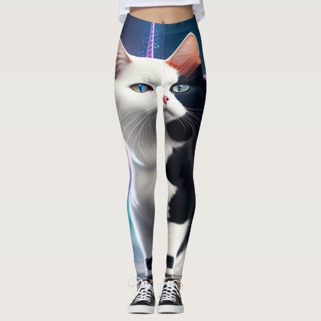Legging Personalize Seu Próprio Gato Andando Um Ioga Unicó (Frente)