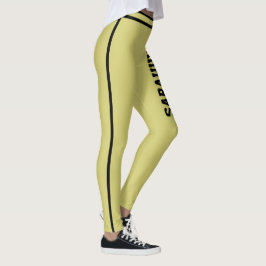 Legging Personalize Text Name Olive Black Stripes Fun Gift