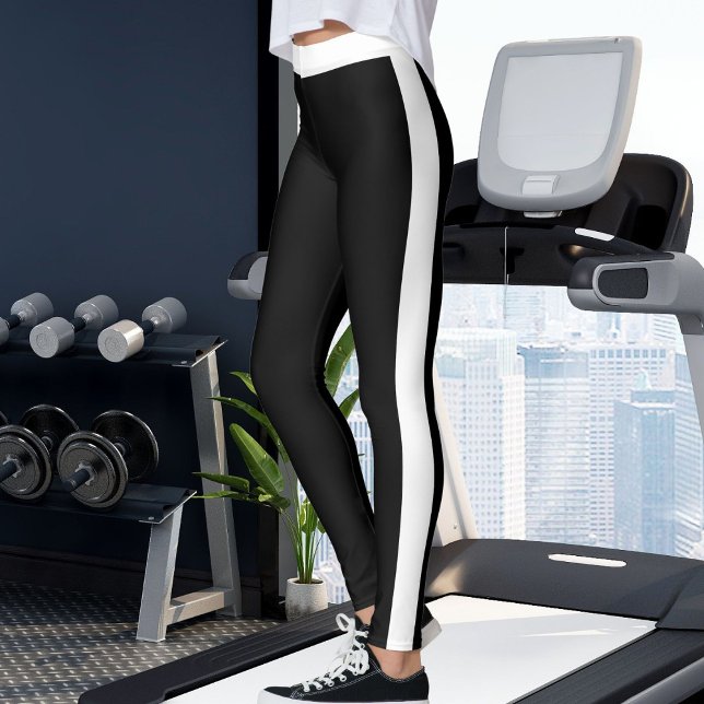 Legging Personalized Black And White Stripes Custom Made (Criador carregado)