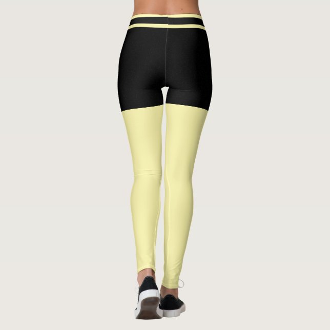 Legging Personalized Modern Black And Cream Stripes Gift (Verso)