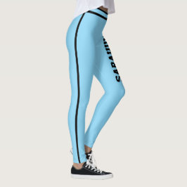 Legging Personalized Name Baby Blue Black Stripes Fun Gift