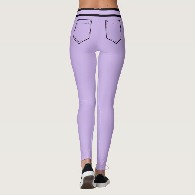 Legging Personalized Name Purple Black Stripes Fun Gift (Verso)