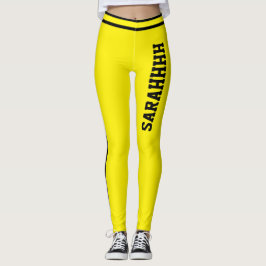 Legging Personalized Name Yellow Black Stripes Fun Gift