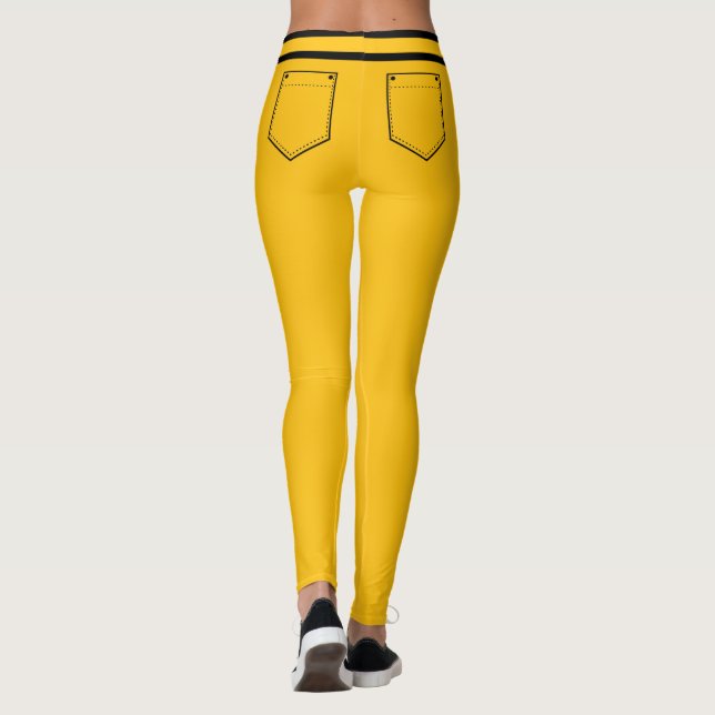 Legging Personalized Name Yellow Orange Black Stripes Gift (Verso)