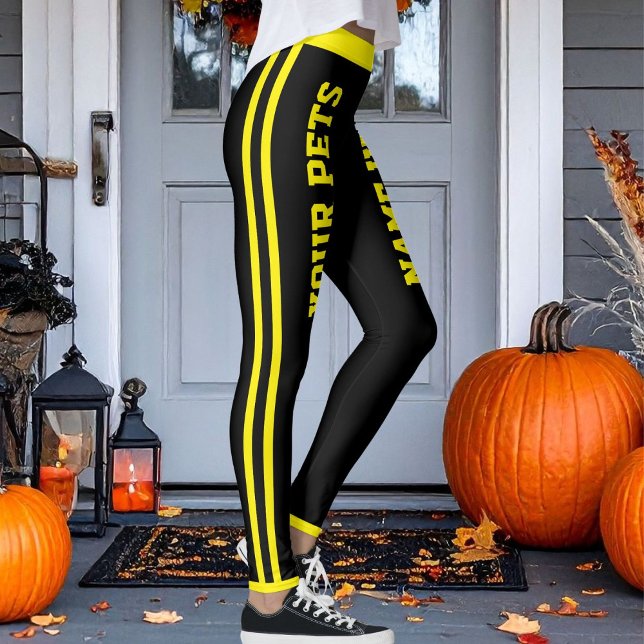 Legging Personalized Pet Mom Cute Black And Yellow Stripes (Criador carregado)