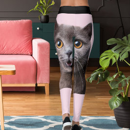 Legging Personalized Pink Black Striped Crazy Cat Lady