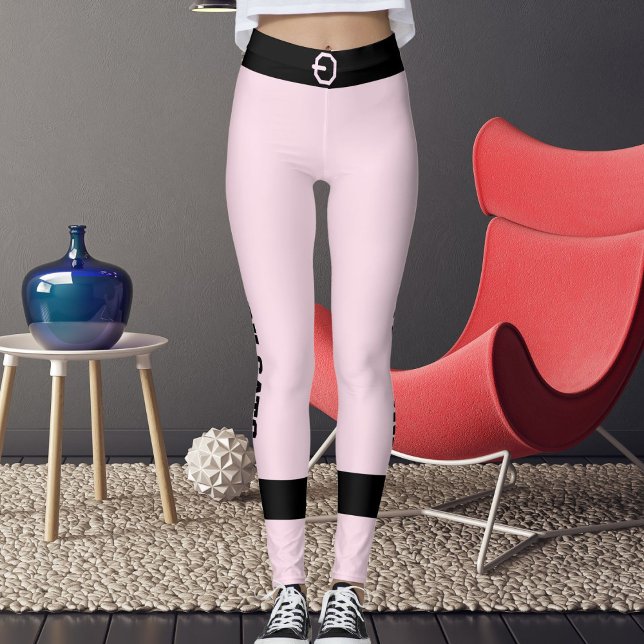 Legging Personalized  Pink Black Striped Pet Lover Cat Mom (Criador carregado)