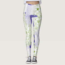 Legging Perturbação Floral - Pernas Botânicas Abstrato