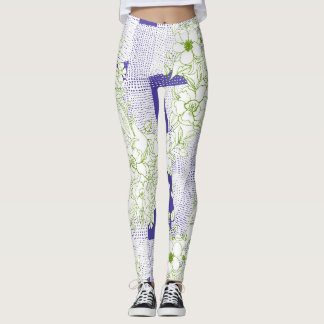 Legging Perturbação Floral - Pernas Botânicas Abstrato