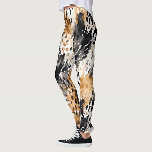 Legging Pêssego Branco Pêssego Branco Impressão Animal Leo (Esquerda)