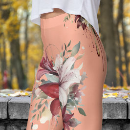 Legging Pêssego, cor-de-rosa, Buquês Florais