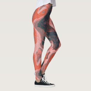 Legging Pêssego e abstrato de espiral verde