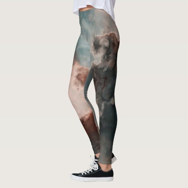 Legging Pêssego e Abstrato de mármore azul (Esquerda)