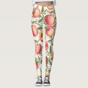 Legging Pêssegos de aquarela, padrão floral sem costura.