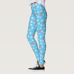 Legging Pet de Cat Personalizada Foto e Nome Azul