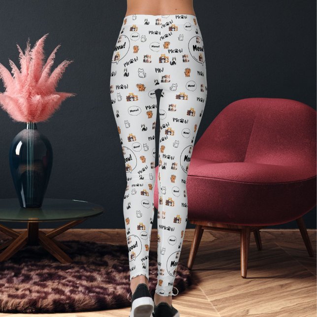 Legging Pet Lover Light Grey Kitty Feline Meow Cat Pattern (Criador carregado)