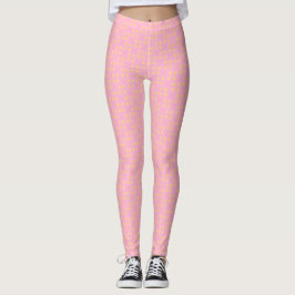 Legging Petal Pop – Padrão Geométrico Perfeito Rosa e Dour